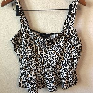 Forever 21 Leopard Print Peplum Top